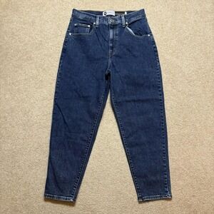 Levis Silvertab Mom Jeans Womens 31 31x27 Blue High Rise Relaxed Dark Wash Denim